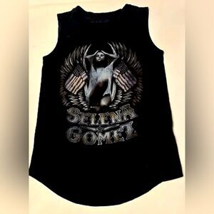 Selena Gomez Muscle Tank Top Size Small 2019 Revival Black Sleeveless Curved Hem